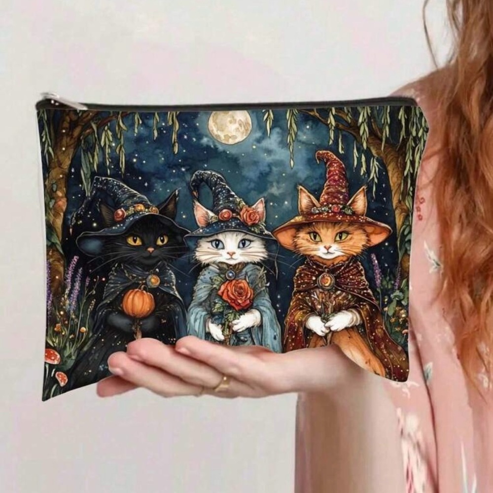 Witchy Cat Print Pouch. BRAND NEW NO TAGS